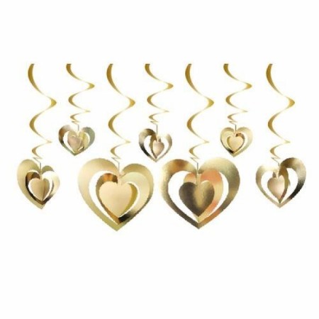 3D Tavan Süsü 12 li Gold Kalp