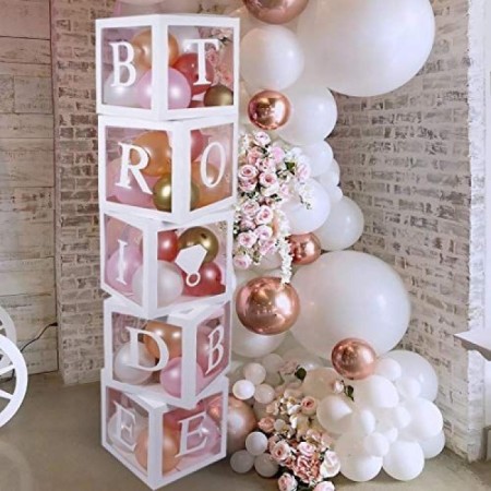 Şeffaf Kutu Bride To Be Yazılı Harf Beyaz 25 cm Gold Gümüş Balon Hediyeli