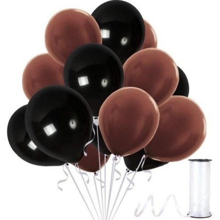 50 Adet Metalik Siyah Kahverengi Balon 2 Renk