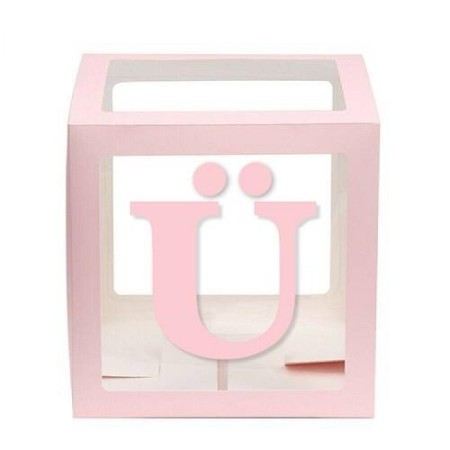 Şeffaf Kutu Harf Pembe Ü
