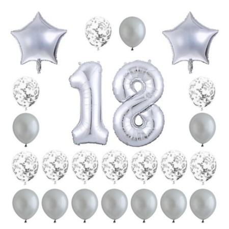 18 Yaş Gümüş Balon Seti