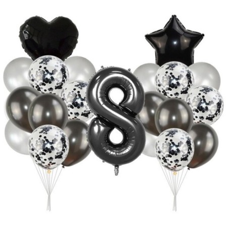 8 Yaş Siyah Balon Seti