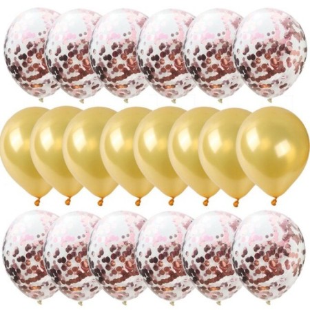 20 li Rose Gold Konfetili Gold Balon Seti
