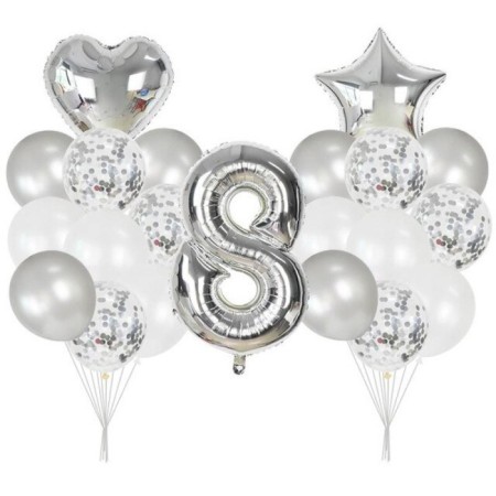 8 Yaş Gümüş Balon Seti