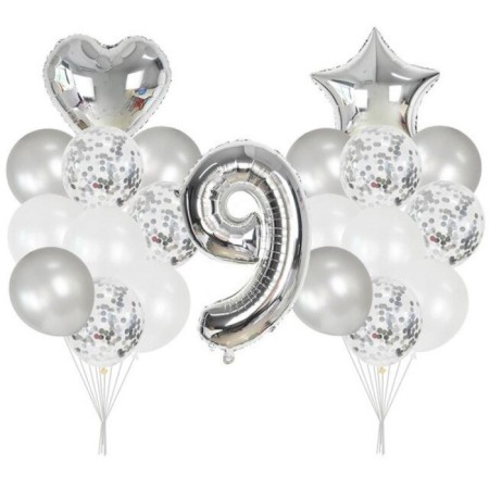 9 Yaş Gümüş Balon Seti