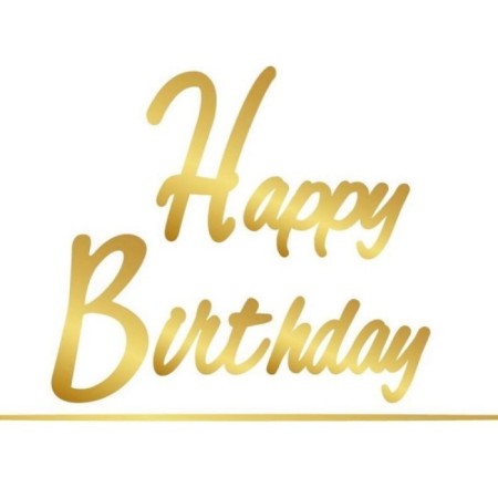 Happy Birthday İtalik Banner Gold