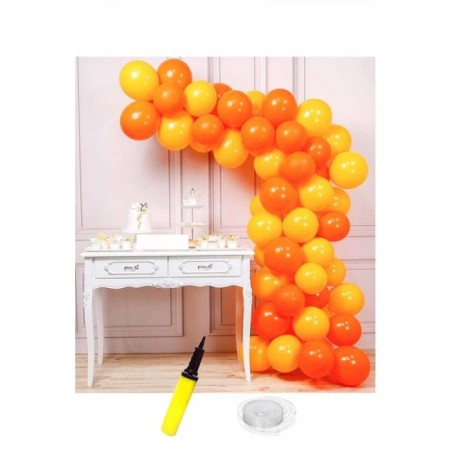 Doğum Günü Sarı Turuncu Balon Zinciri 63 Parça