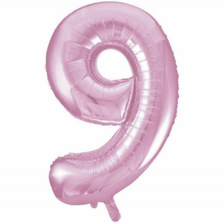 9 Rakam Açık Pembe Folyo Balon 40 inç