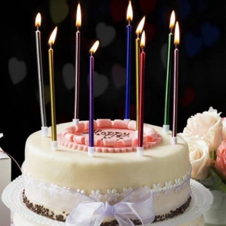 Rengarenk İnce 6 lı 13 cm Mum