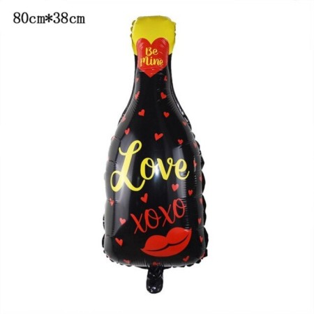 Siyah Love Şişe Folyo Balon