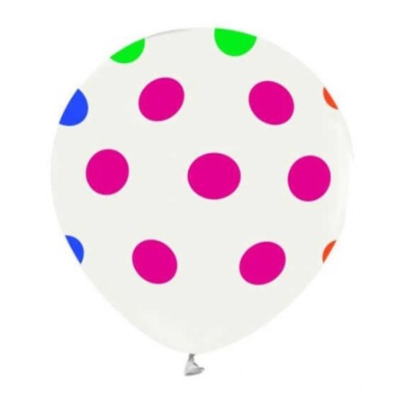 Renkli Puantiyeli Beyaz Floresan Balon
