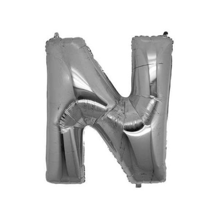 N Harf Gümüş Folyo Balon 16 inc 40 cm