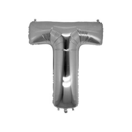 T Harf Gümüş Folyo Balon 34 inc 80 cm
