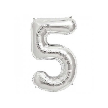 5 Rakam Gümüş Folyo Balon 16 inc 40 cm