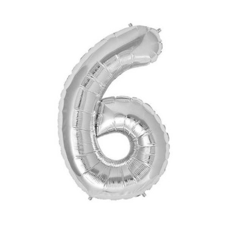 6 Rakam Gümüş Folyo Balon 40 inc 100 cm