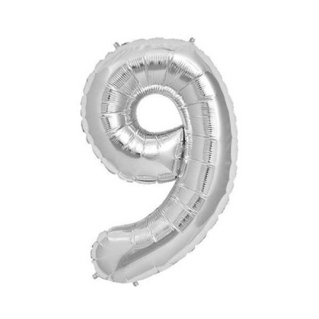9 Rakam Gümüş Folyo Balon 16 inc 40 cm
