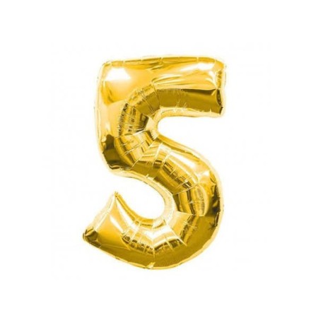 5 Rakam Altın Folyo Balon 16 inc 40 cm