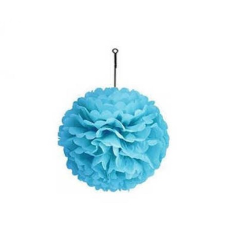 Pelur Mavi Kağıt Ponpon Süs 35 cm