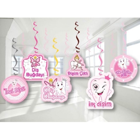 6 lı Pembe Diş Tavan Süsü