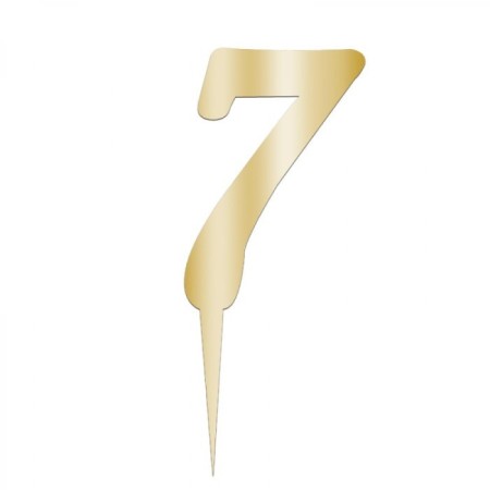7 Rakam Altın Pleksi Pasta Süsü