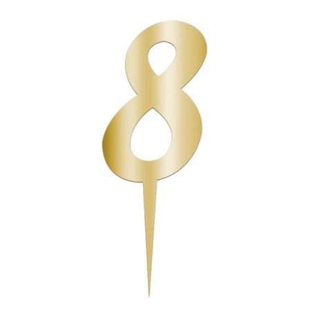 8 Rakam Altın Pleksi Pasta Süsü