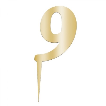 9 Rakam Altın Pleksi Pasta Süsü