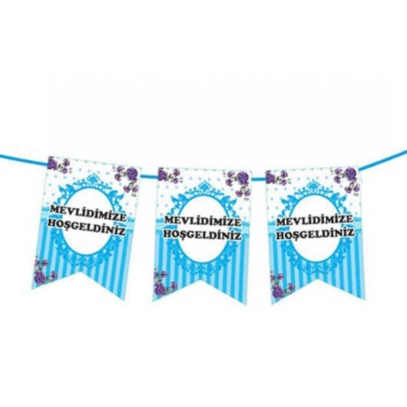 Mevlidimize Hoşgeldiniz Çift Taraflı Mavi Flama