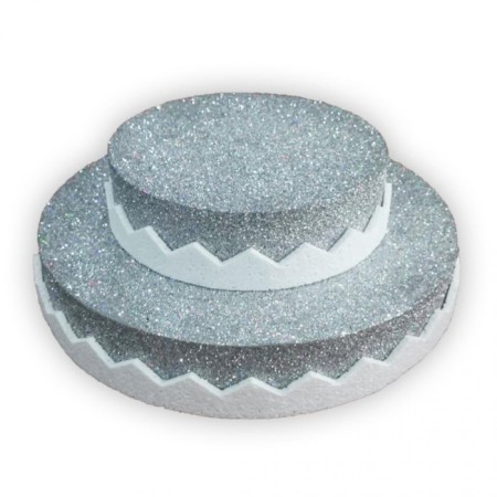 Strafor Gümüş Maket Pasta İki Katlı