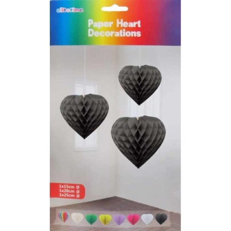 Süs Petek Modeli Kalpli 3 lü Set Siyah