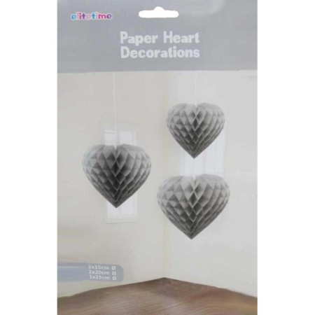 Süs Petek Model Kalpli 3 lü Set Gümüş