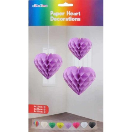 Süs Petek Model Kalpli 3 lü Set Lila