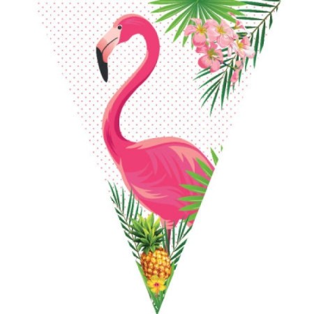 Flamingo Temalı Üçgen Flama
