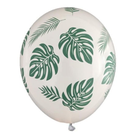 Beyaz Üzeri Yaprak Baskılı Lateks 12 inç Balon
