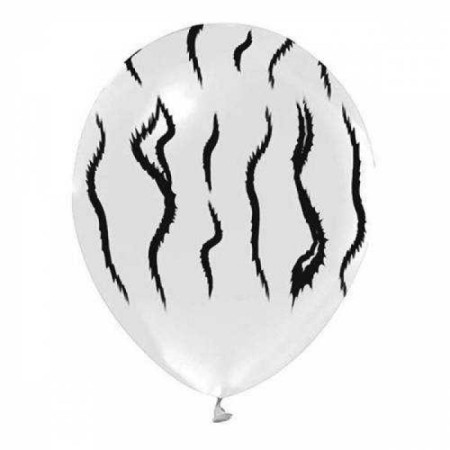 Beyaz Üzeri Zebra Desenli 12 inç Lateks Balon
