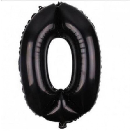 0 Rakam Siyah Folyo Balon 40 inç 100 cm