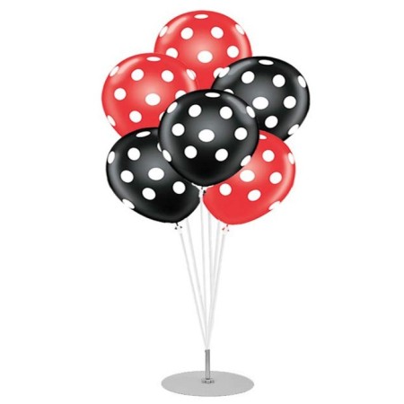 7 li Balon Demeti Kırmızı Siyah Puantiyeli