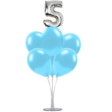 7 li Balon Demeti 5 Gümüş Mavi Balon
