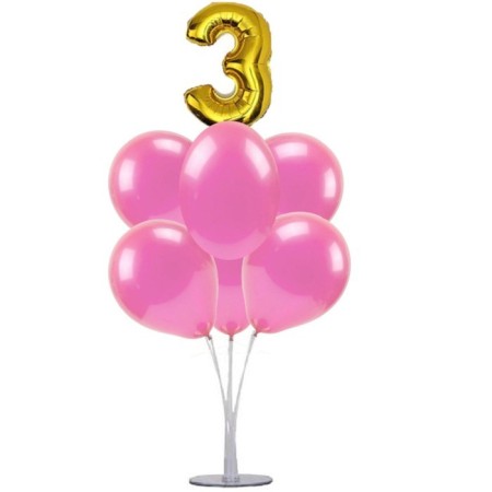 7 li Balon Demeti 3 Altın Pembe Balon