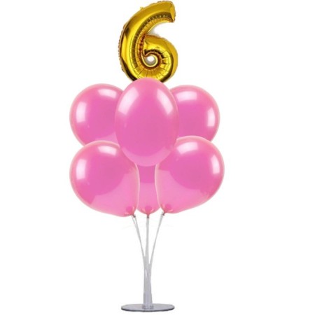 7 li Balon Demeti 6 Altın Pembe Balon