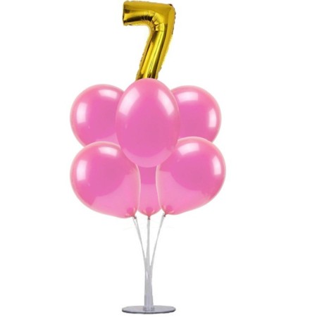 7 li Balon Demeti 7 Altın Pembe Balon