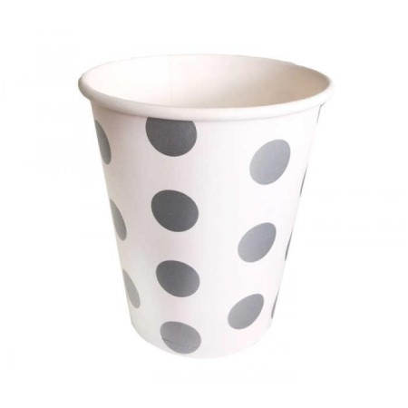 Gümüş Puantiyeli Beyaz Karton Bardak