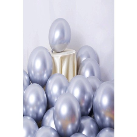 50 Adet Krom Gümüş Balon 12 inç