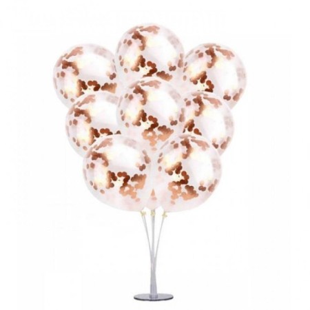 7 li Balon Demeti Gold Konfetili Şeffaf Balon