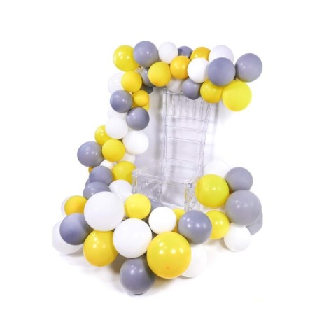 Sarı Beyaz Gri Balon Zinciri 5 Metre