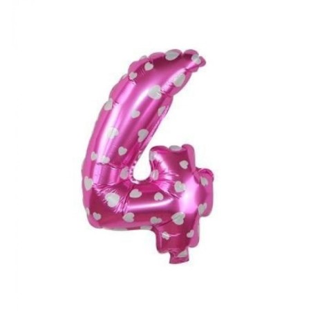 4 Rakam Pembe Kalpli Folyo Balon