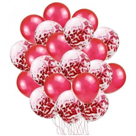 Kırmızı Konfetili Balon Seti 20 Adet