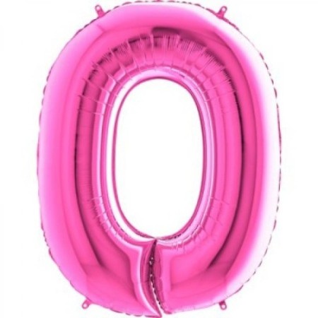 0 Rakam Pembe Folyo Balon 40 inç 100 cm