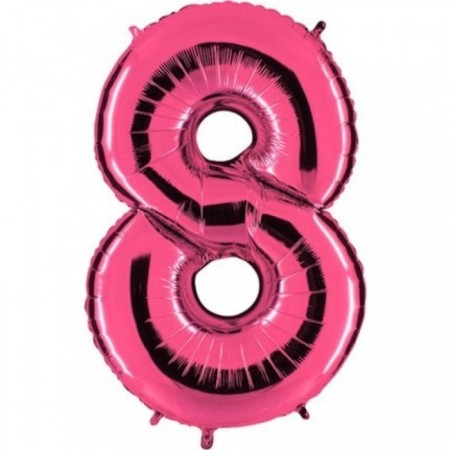8 Rakam Pembe Folyo Balon 40 inç 100 cm