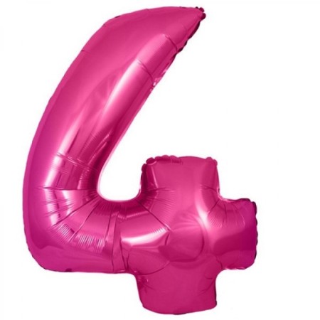 4 Rakam Pembe Folyo Balon 40 inç 100 cm
