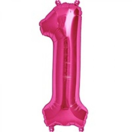 1 Rakam Pembe Folyo Balon 40 inç 100 cm